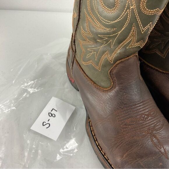 Rocky Kids 4M Long Range Western‎ Boot Brown/Green Leather Square Toe Farm Barn - Picture 13 of 13